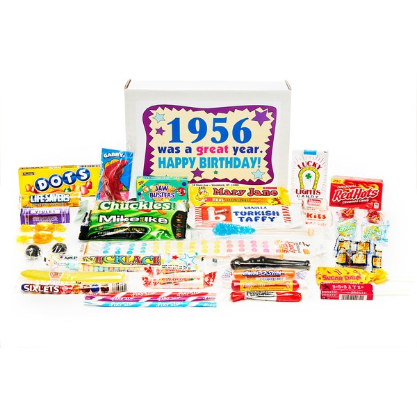Woodstock Candy ~ 1956 66th Birthday Gift Box Nostalgic Retro Candy Mix from Childhood for 66 Year Old Man or Woman Born 1956 Jr