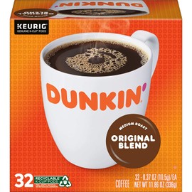 Dunkin' Donuts Original Blend Medium Roast Coffee, 128 K Cups for Keurig Brewers