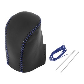 ACROPIX Gear Shift Knob Cover Stick Shifting Handle Protector for Honda HR-V Black Blue Faux Leather 1 Pc Anti-Slip Car