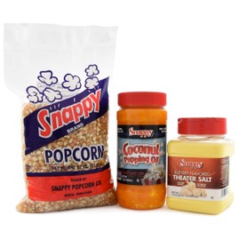 Snappy Yellow Popcorn Kernels, 2lb, Pure Colored Coconut Popping Oil, 15 oz, Buttery Flavored Theater Popcorn Salt, 19 oz