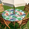 Vaukki Outdoor Picnic Fitted Tablecloth with a Hole and Zipper,