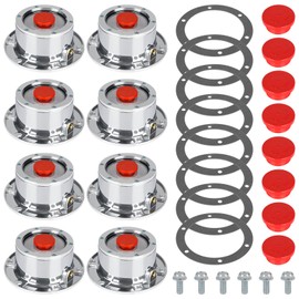 CheeMuii 8 Pack 343-4009 Trailer Hub Caps Kit 8 Set 343 4009 Aluminum Hubcaps for Trailer Axle with Extra Rubber Plugs Replace for Stemco 343-4009 359-5990