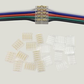 Wire Connector Quick Connect Terminal 10 Pack with Caps 5 Pin Electrical Splice Terminal Wire to Wire Quick Connect No Stripping Required Compatible with 22-20AWG LED Cable (5