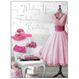 Pink Dress Fabulous Birthday Card