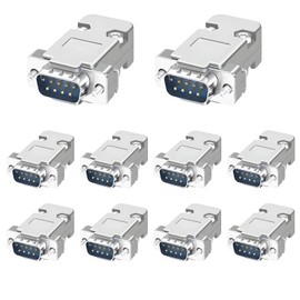 Willwewon 10pcs DB9 Solder Male Plug, RS232 D-SUB 9 Pin Breakout Board Adapter with Plastic Hood Assortment Kit