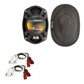 Harmony Audio HA-R69 Compatible with Dodge Ram Truck 2500 1994-2002 Car Stereo Rhythm Series 6x9 Replacement 450W Speakers and HA-721002 Factory Speaker Replacement Harness