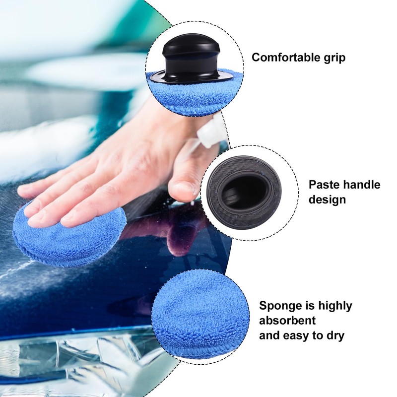 Garneck 7pcs Car Wax Applicator Pads Kit with 1pcs Handle