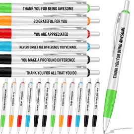 Faccito 24 Pcs Thank You Ballpoint Pens Inspirational Quotes Pen Black Ink Funny Pen Motivational Pens Encouraging Retractable Ballpoint Pens for Women Men Employee Nurse Teacher Gift, 6 Styles