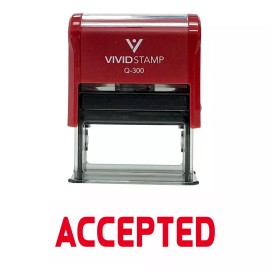 Vivid Stamp Accepted Self Inking Rubber Stamp (Red Ink) - Large