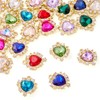 Cheriswelry 24pcs Heart Rhinestone Pendant Crystal Rhinestone Dangle Earring Charms