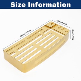 NearMoon Bathroom Shower Caddy 2 Pack, No Drill 304 Stainless Steel Shower Organizer with 2 Hooks (Shower Shelf, Gold)