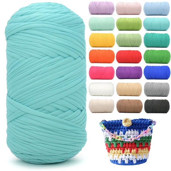 400g Tshirt Yarn for Crochet,Blue T Shirt Soft Elastic Fabric