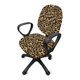 Tongluoye Leopard Computer Chair Covers Stretchable Office Chair Cover Dorm Computer Rotating Chair Slipcover 2 Piece Washable Seat and Back Cover Desk Chair Seat Cushion Protectors Cheetah
