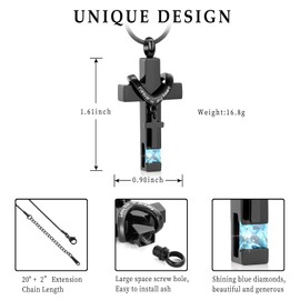 Für immer in meinem Herzen Birthstone personalisierte Doppelkreuz Urne Anhänger Kremation Schmuck für Asche Kreuz Asche Keepsake