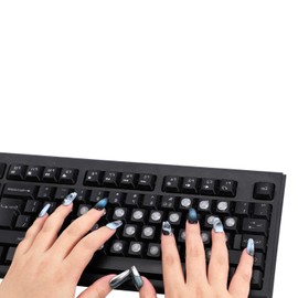 200 Pcs Raised Keyboard Stickers for Nail Art, Silicone Self Adhesive Keyboard Cover Clear Round Keycaps Stickers for Long Nails & Round Button