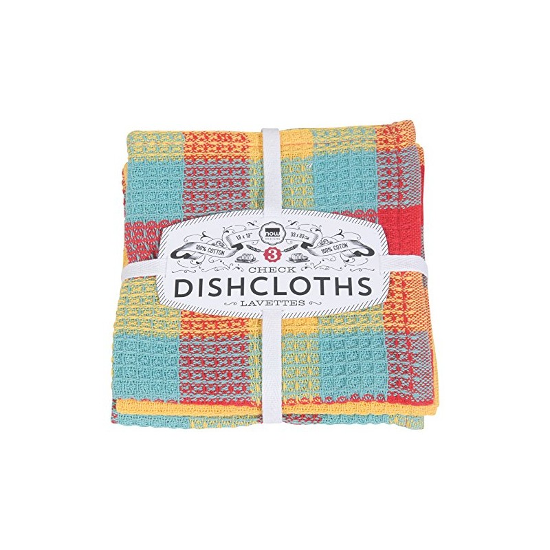 Now Designs Check Dishcloth Set, Lemon, 3 CT