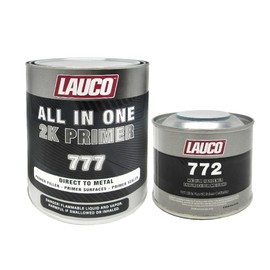 LAUCO All-In-One Direct-to-Metal (DTM) 2K Urethane Primer Surfacer Kit (Gray, 1 Liter) with Medium Hardener/Activator (8 oz Can) – High Build Filler/Sealer (4:1 Mix)