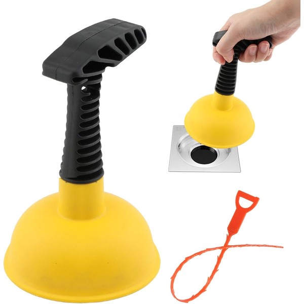 Sink Plunger with Drain Clog Remover, Mini Plunger with Short