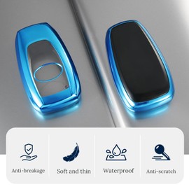 Kimity for Subaru Key Fob Cover, Stylish Soft TPU Key Case for Subaru Forester XV CrossTrek Ascent Outback Legacy Impreza STI WRX BRZ Shell Series Keyless Entry Smart Car(Blue, A)