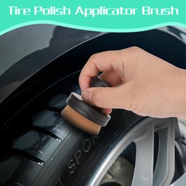 AOZUO Auto Tire Shine Brush, Car Tire Shine Applicator Brush with Stand Portable High-Density Tire Dressing Brush with Cover for Auto Detailing Cleaning Service(Brown)