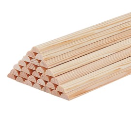 OLYCRAFT 30Pcs 301x7mm Half Round Wood Sticks 3.5mm Thick Unfinished Wooden Dowels Strips Wooden Round Dowel Rods Natural Wood Round Sticks Model Accessories for Wood Craft Supplies