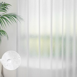 AooHome Shower Curtain 150 x 200 cm, Matte Glass Waterproof Anti-Mould Plastic Shower Curtains with 5 Weight Magnets Bottom, Bathroom Curtain Frosted with Embossed Pattern for Bathtub with 10 Rings