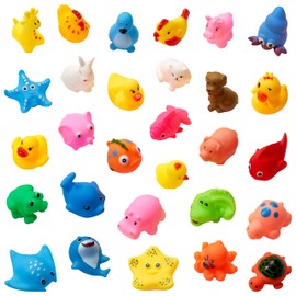 THE TWIDDLERS - 30 Floating Ocean & Farm Animal Bath Time Squirty Toys
