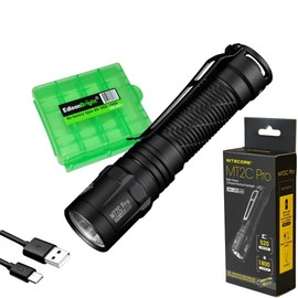 Nitecore MT2C Pro 1800 Lumen USB-C Rechargeable 520 Meters Beam LED Flashlight with Battery and EdisonBright Accessory case Bundle