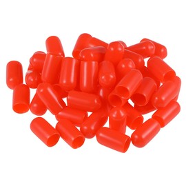 sourcing map Pack of 50 Rubber End Caps 6.5 mm Inner Diameter Rubber Caps Round Protective Caps Rubber Cover Plugs Furniture Gliders Bolts Thread Protection for Screws Pipe Chair Legs, Red