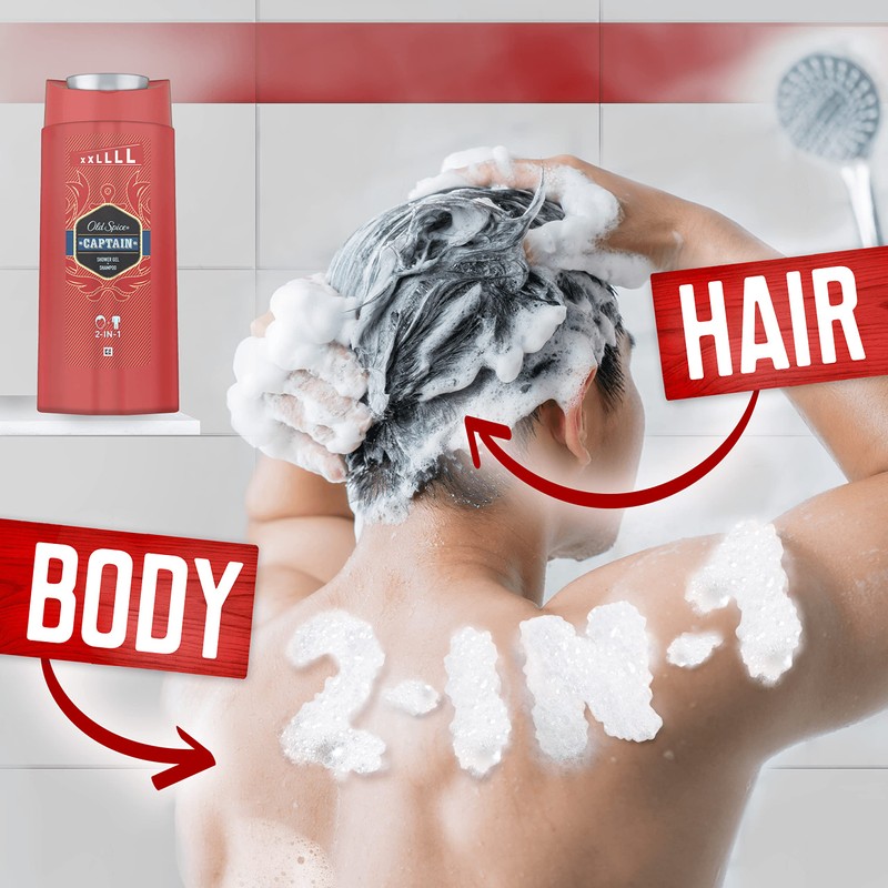 Old Spice Captain Shower Gel & Shampoo For Men, 2-In-1,