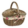 Red Hamper Antique Wash Double Lidded Oval Picnic Basket Garden