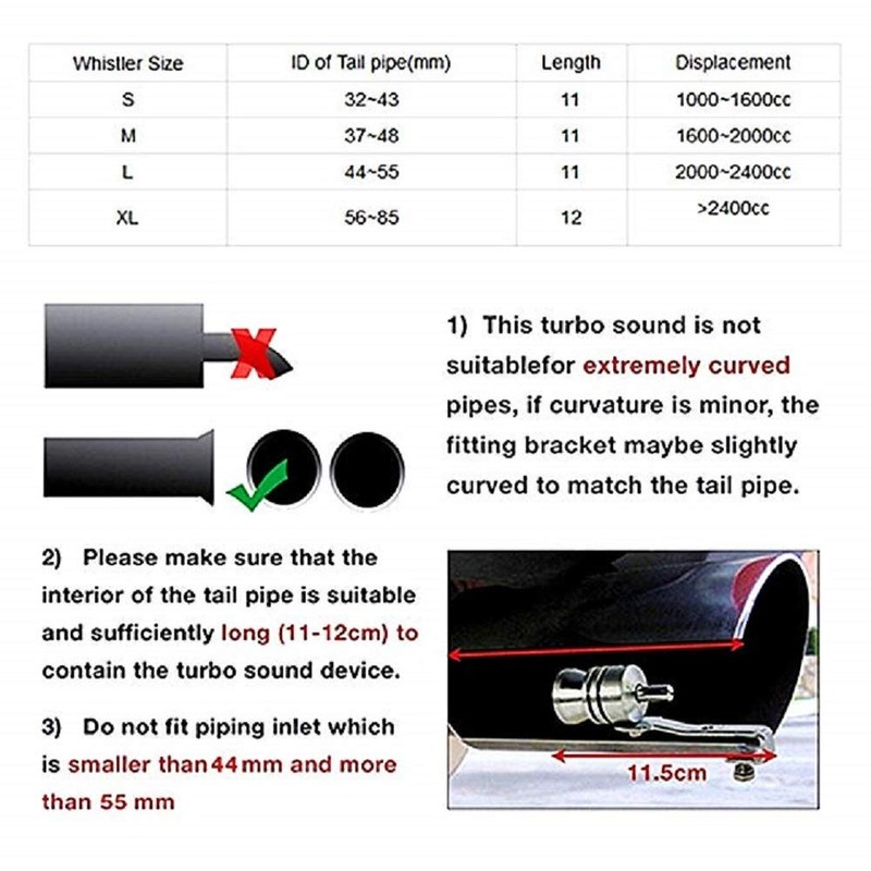MASO Universal Turbo Oversized Muffler Exhaust Pipe Whistler for Car