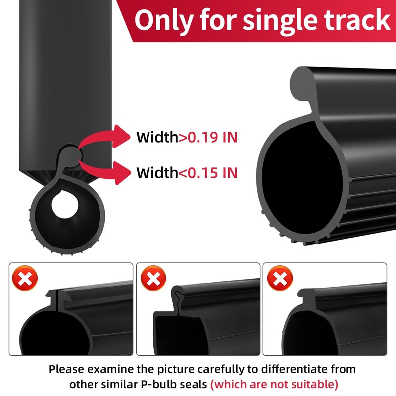 20FT 0.18" P-Bulb EPDM Rubber Garage Door Bottom Seal –
