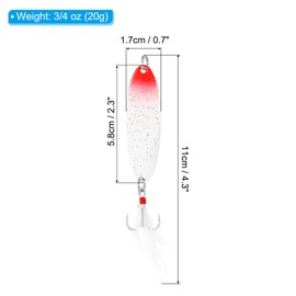 PATIKIL Fishing Spoons 3/4 Oz 20g, 5Pcs Fishing Lures Casting Spoon Treble Hooks Jigs Spinner Baits for Freshwater Saltwater Salmon Bass, Red White