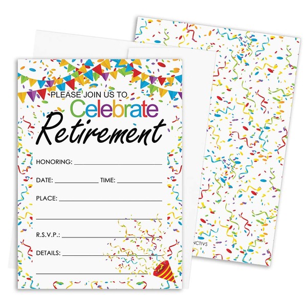 Retirement Party Invitations - 10 Cards with Envelopes