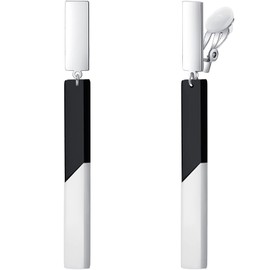 Clip-on Earrings for Women Dangle Black & White Bar, Comfortable Lightweight & Hypoallergenic Simple Minimalist Dangling Drop Earring for Non-Pierced Ear, Keloid Earing (Black & White Bar)