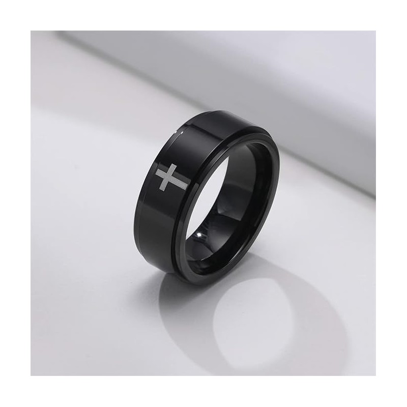 Titanium Stainless Steel Anxiety Ring Cross Rotating Ring Stress Relieving