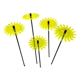 SunCatcher Garden Decor Ornaments Smiling Suns, Set of 5 Decorative Garden Stakes, 25cm/10'' high Outdoor Accessory, Great Gardeners Gift, Colour:Yellow