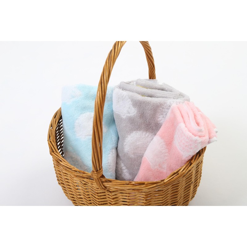 Imabari Towel Face Towel, Set of 3, Hedgehog Pattern, 13.4