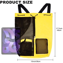 lifwimner Mesh Beach Backpack with Wet Pocket Drawstring Pool Bag Waterproof Swimming Bag Gym Backpack for Men & Women(Yellow)