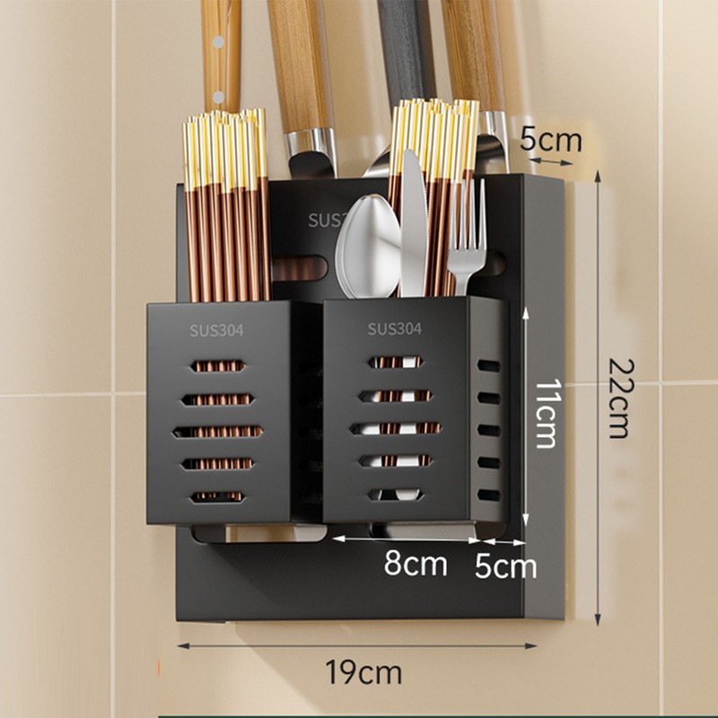Utensil Holder Stainless Steel Wall Mount Chopstick Draining Storage Shelf
