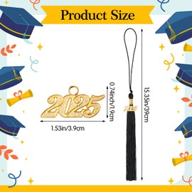 2025 Graduation Tassel Black Tassel With 2025 Year Gold Charms 2 Pcs Graduation Cap Tassel For 2025 Grad Ceremonies Graduation Tassel 2025 Accessories Tassels For Graduate Hat Ceremonies Accessories
