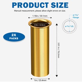 Brass Drain Tube for Boats, 3 Inch Long x 1 Inch ID Brass Boat Drain Plug Tube Transom Drain Tube for Transom, Motorwell, Splashwell, Livewell or Baitwell Installation, 2 Pack