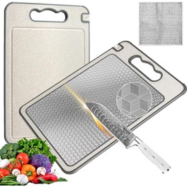 Tabla de Cortar de Acero Inoxidable 304 y Doble Cara Antideslizante con Afilador