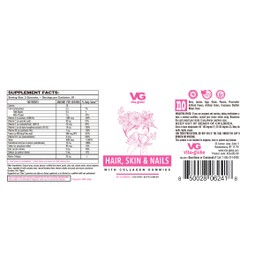 VITA GLOBE Hair, Skin & Nails + Collagen Gummies – 20mg with Vitamins A, C, D, E, B6 & Biotin | Beauty & Wellness Supplement for Healthy Hair Growth, Radiant Skin & Strong Nails – 60 Count (Pack of 1)