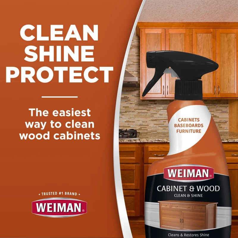 Weiman Cabinet Wood Clean and Shine Fresh Almond Scent Protects