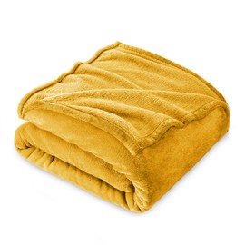 Cuddly, Fluffy Blanket, 130 x 160 cm - Small Fleece Sofa & Couch Blankets, Super Soft, as Sofa Throw, Gold