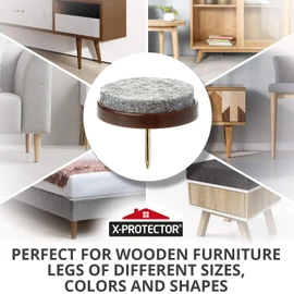 Nail-on Felt Pads X-PROTECTOR 40 PCS - 1.1" Felt Chair Pads - Floor Protectors for Furniture Legs - Best Furniture Sliders for Hardwood Floors (28mm)!