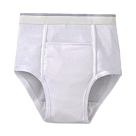 Care Apparel Men's Incontinence Briefs, Single Brief Reusable Washable, White - Large