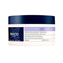 PHYTO - Mascarilla reparadora para cabello gris, blanco y rubio decolorado, hidratación profunda y neutralizante de latón, sin sulfatos, fabricada en Francia, 6.76 onzas líquidas